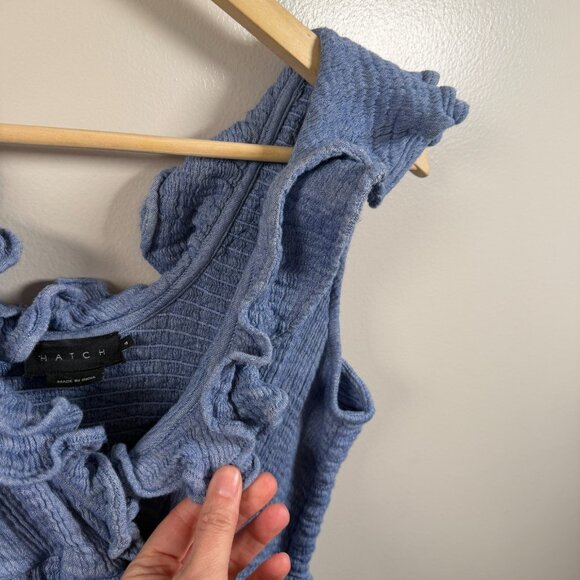 Hatch Maternity Sarah Midi Dress Size 4 XL Blue Ruffle Gauzy Comfy Breezy - Picture 6 of 13